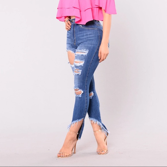 Fashion Nova Stretchy Distressed Fashion Jeans / Jegging - Picture 2 of 6